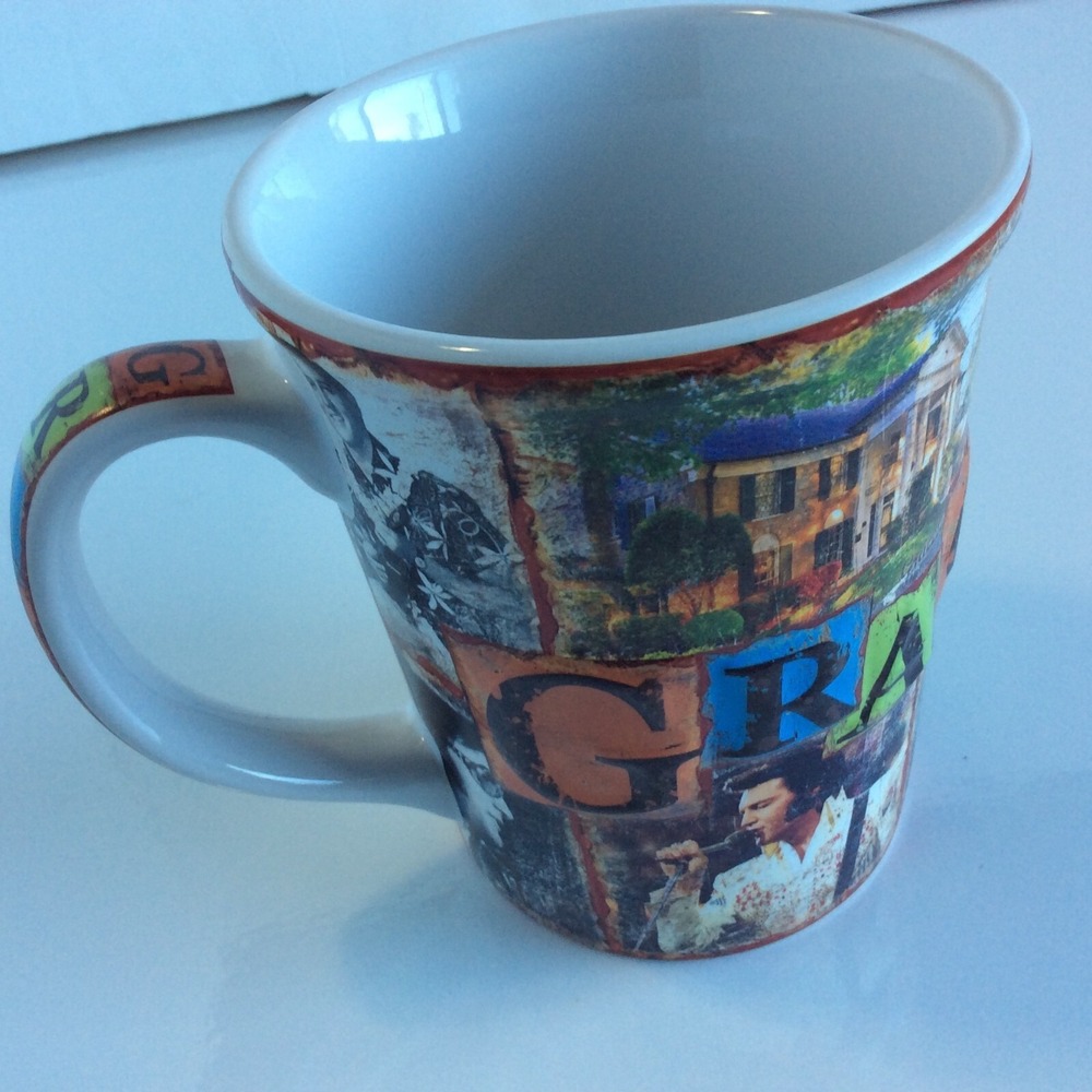 Elvis Presley Vintage Coffee Mug Cup Graceland Tea Rustic Embossed